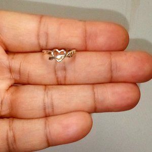 Sterling Silver Toe Ring:  Heart and Shooting Arrow.  Adjustable.